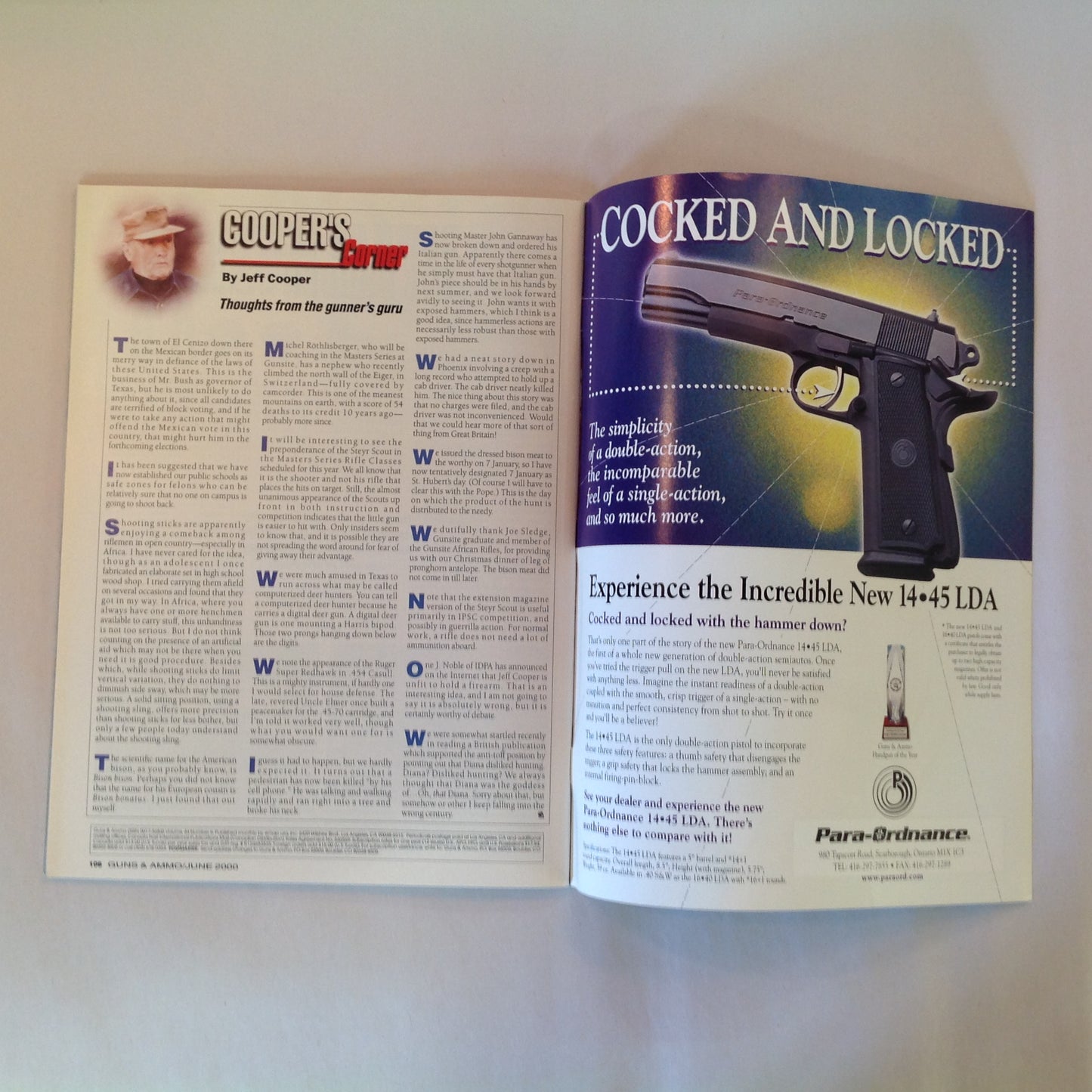 Vintage Jun 2000 Guns & Ammo Magazine Mega-Bore Customer Rugers Classic .577 Double S&W .45 Schofield Reissue