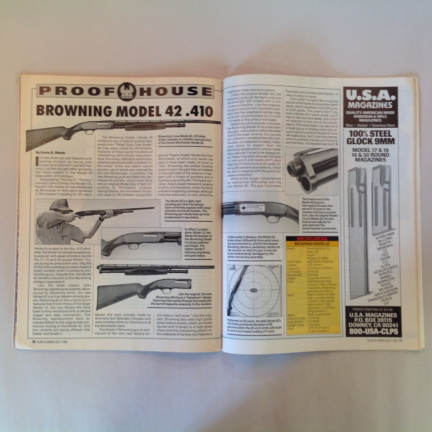 Vintage Jul 1992 Guns & Ammo Magazine Home Defense Guns Gun Control Rifle Bullet Shape Buyer's Guide