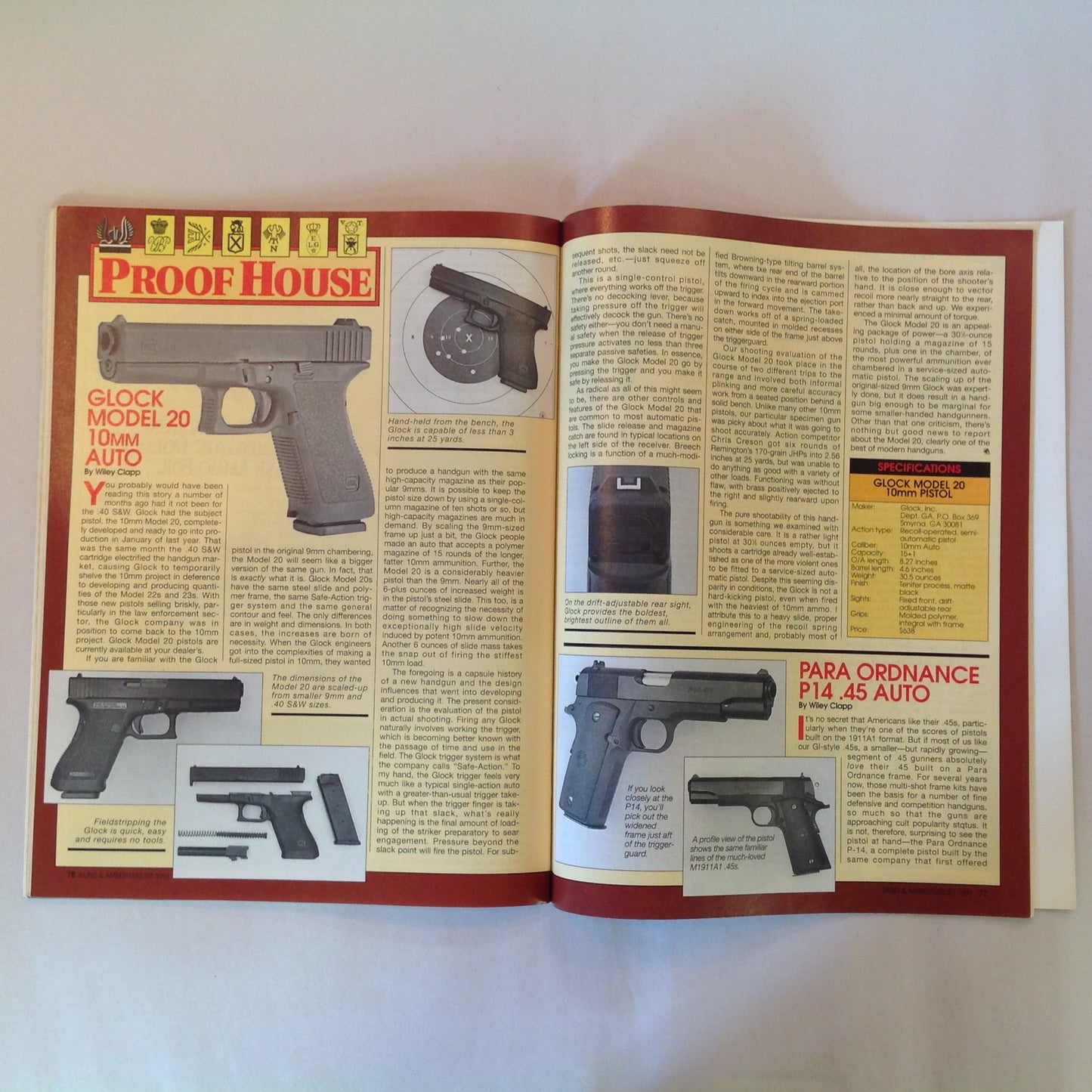 Vintage Aug 1991 Guns & Ammo Magazine Ruger New P90 9mm Luger Vs .38 Special All Time Classic Sporters