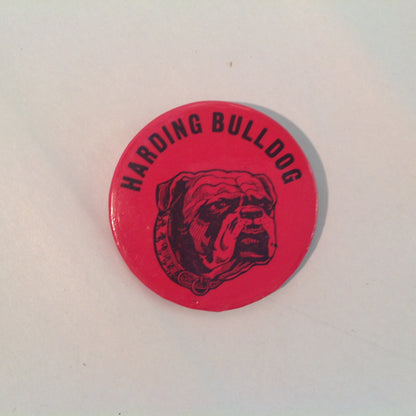 Vintage Souvenir Pinback Harding Academy Mississippi State Bulldog Red Dog Image