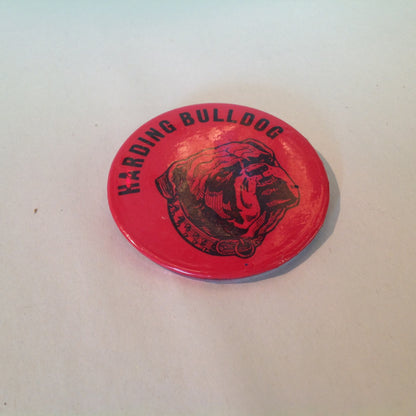 Vintage Souvenir Pinback Harding Academy Mississippi State Bulldog Red Dog Image