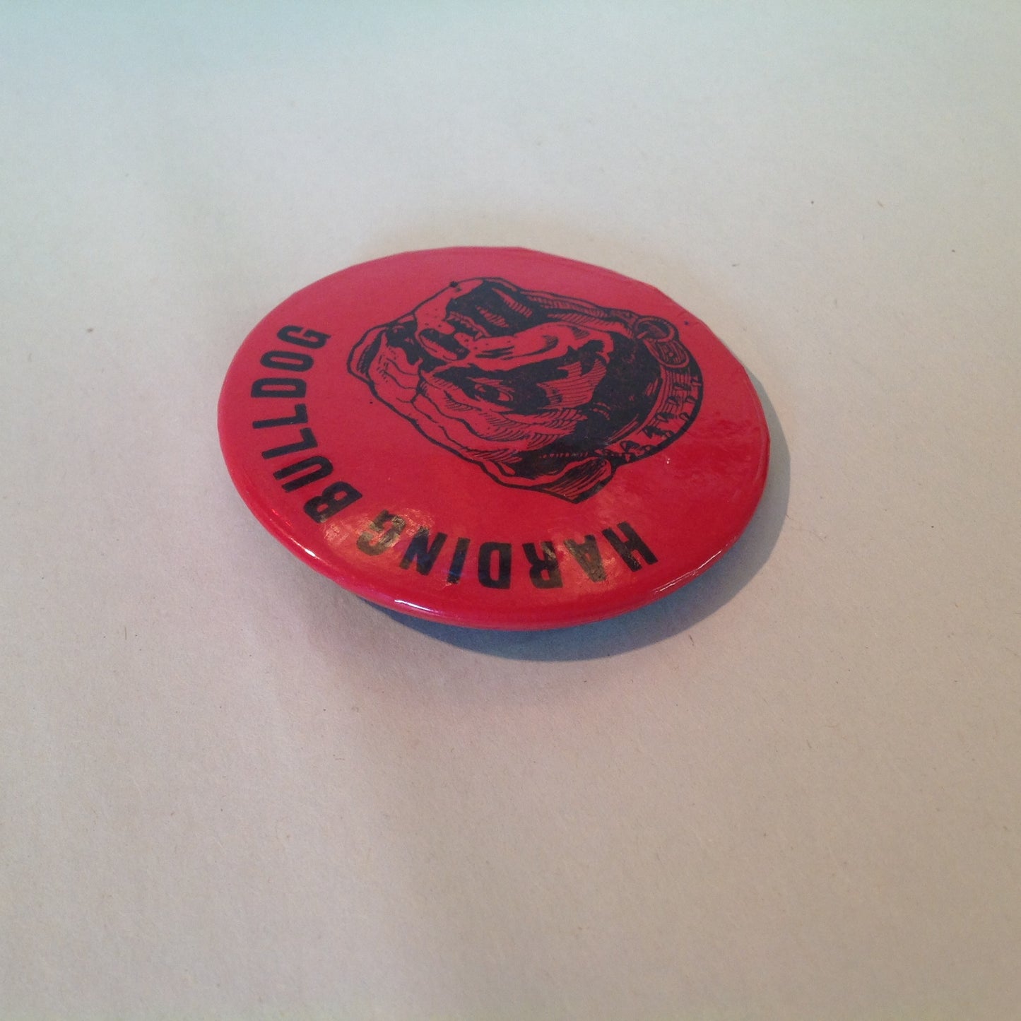 Vintage Souvenir Pinback Harding Academy Mississippi State Bulldog Red Dog Image