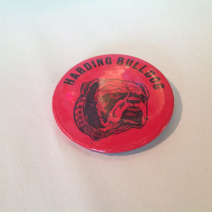 Vintage Souvenir Pinback Harding Academy Mississippi State Bulldog Red Dog Image