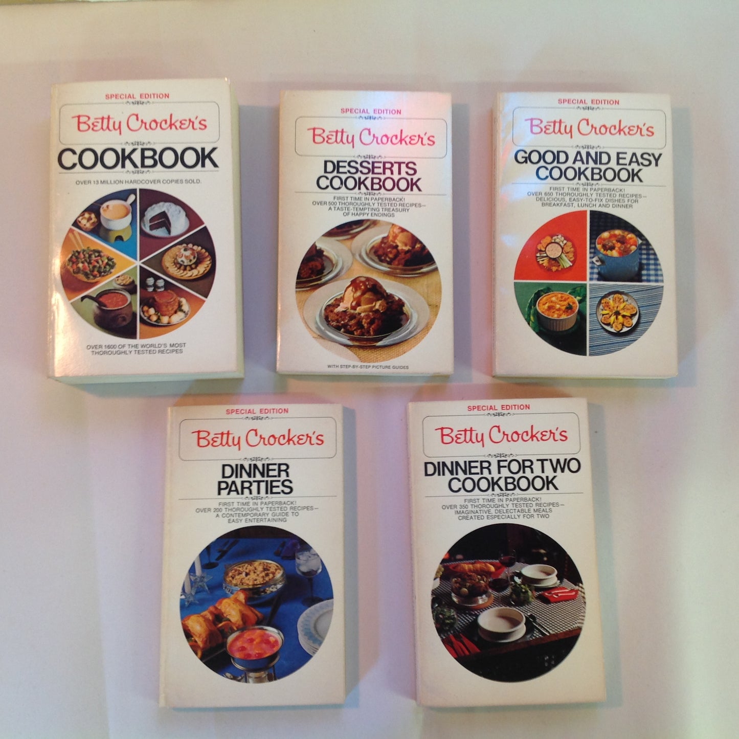 Vintage 1970's Mass Market Paperback 5 Volume Set with Slipcase Cooking with Betty Crocker