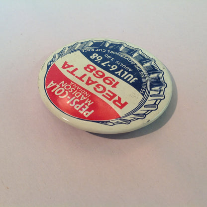 Vintage Pepsi-Cola Madison Indiana Regatta Jul 6-7 1968 Governor's Cup Race Souvenir Pinback