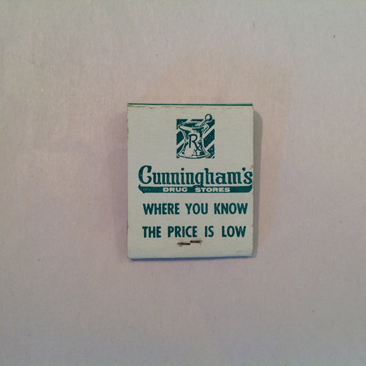 Vintage Cunningham's Drug Stores Where You Know The Price Is Low Matchbook