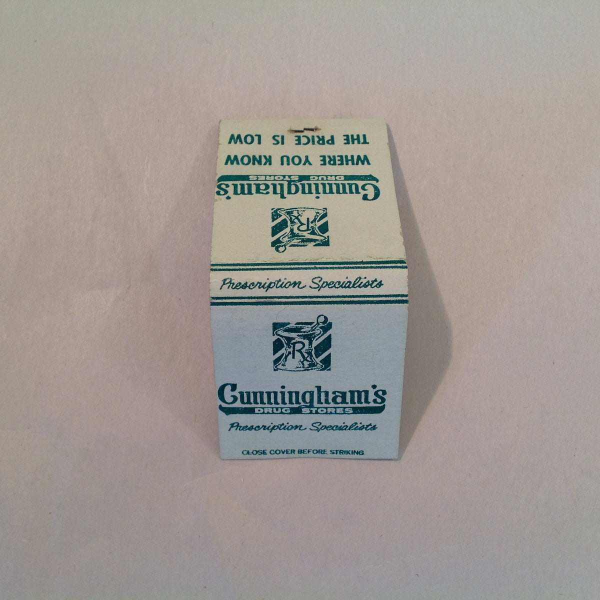 Vintage Cunningham's Drug Stores Where You Know The Price Is Low Matchbook