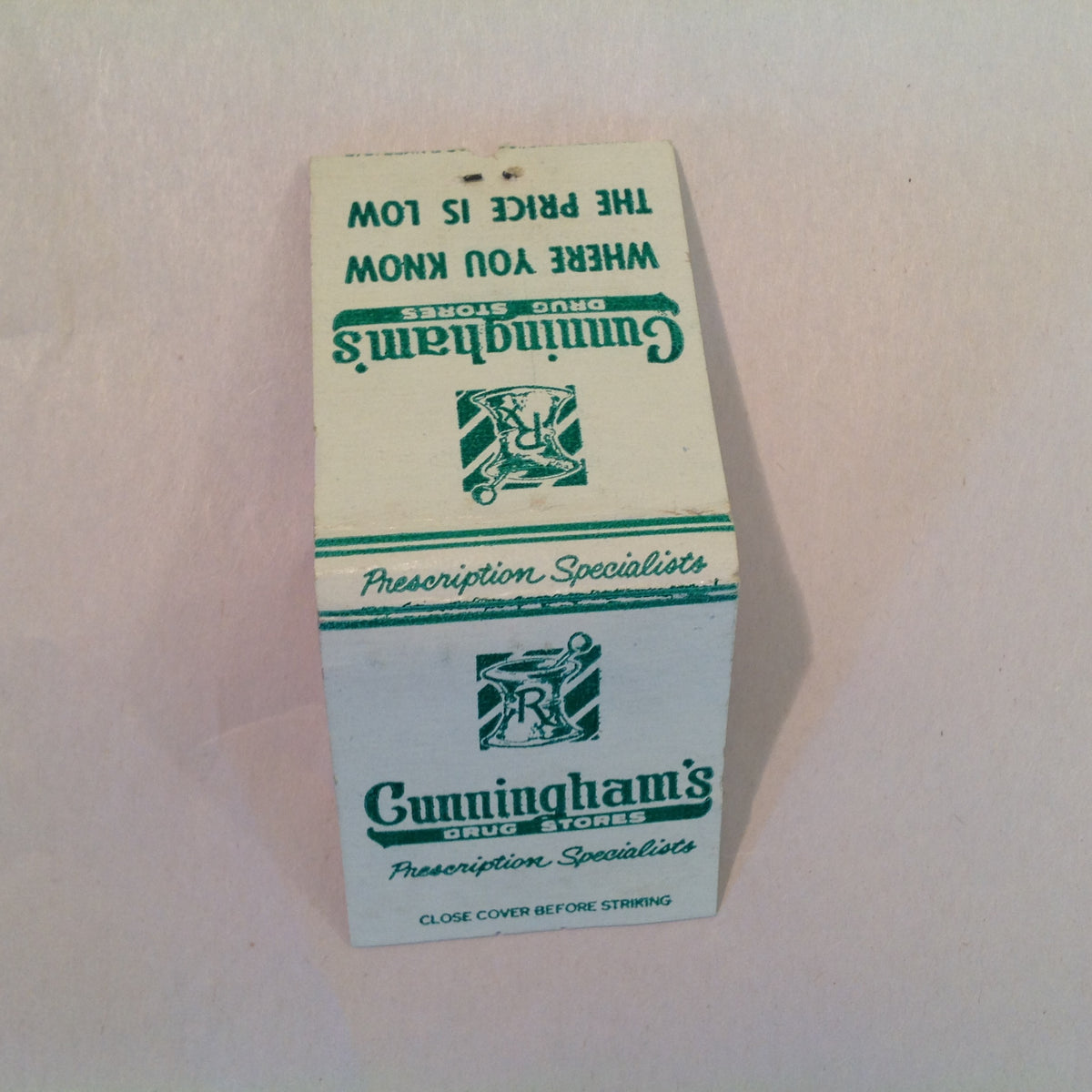 Vintage Cunningham's Drug Stores Where You Know The Price Is Low Matchbook