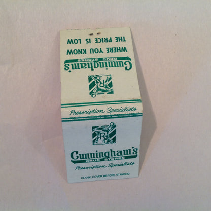 Vintage Cunningham's Drug Stores Where You Know The Price Is Low Matchbook