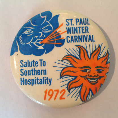 Vintage 1972 Souvenir Pinback St. Paul Winter Carnival Salute to Southern Hospitality