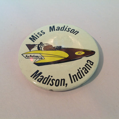 Vintage Souvenir Pinback Miss Madison Madison Indiana Powerboat Sports