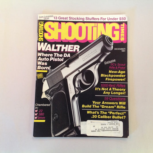 Vintage Dec 1991 Shooting Times Walther New Age Blackpowder Firepower Dream Rifle Perfect .30 Caliber Bullet