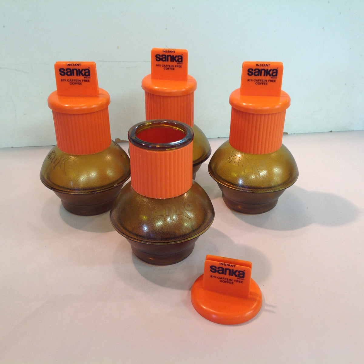 Vintage Promotional Instant Sanka 97% Caffeine Free Coffee Single Service Restaurant Ware Plastic Mini Carafe