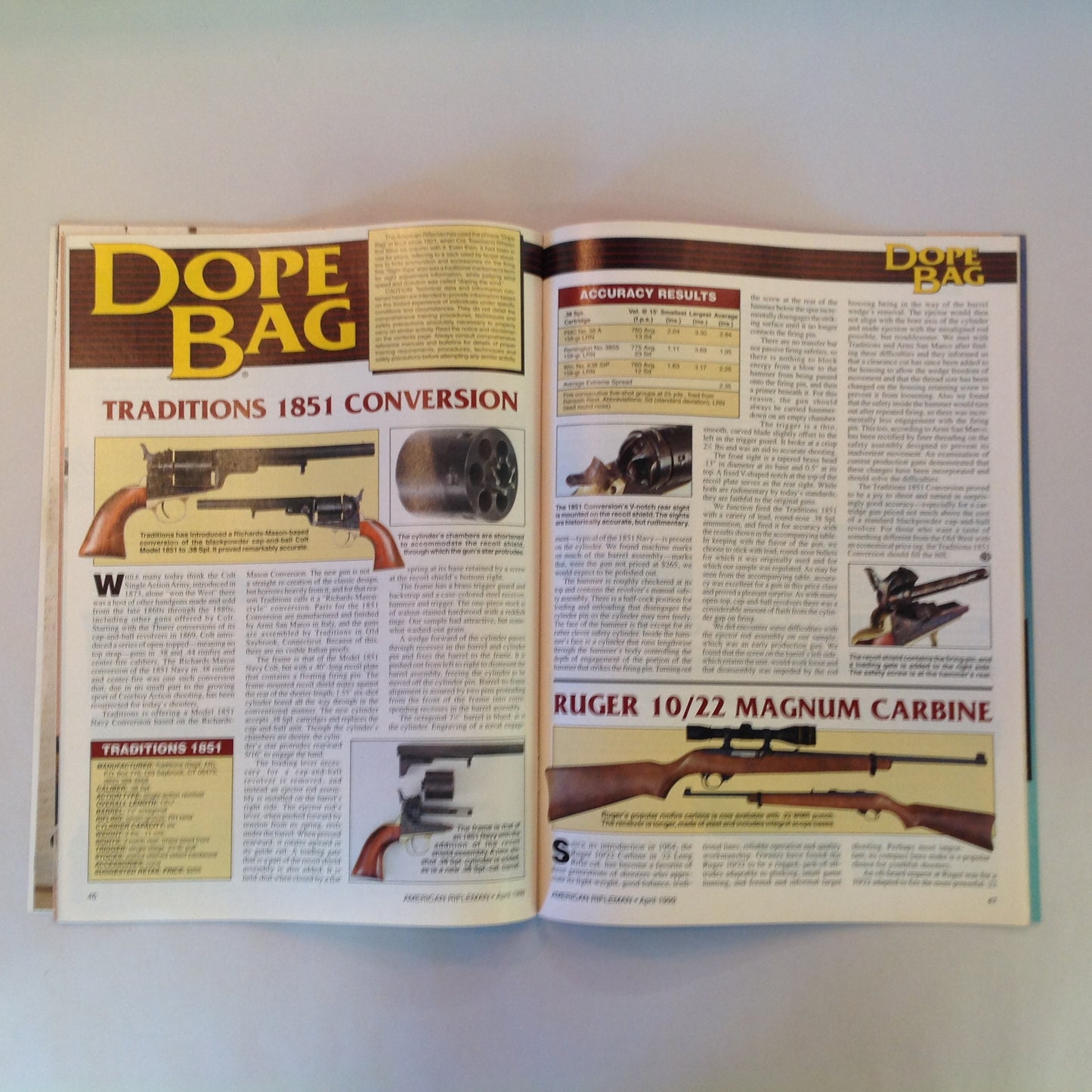 Vintage Apr 1999 American Rifleman Magazine Benelli's High-Tech Pump New Guns 1999 Browning's Classic Hi Power