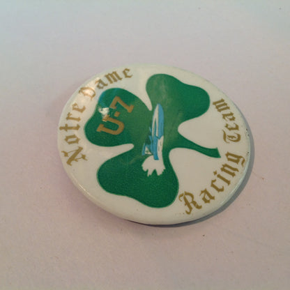 Vintage Souvenir Pinback Notre Dame U-7 Racing Team Hydroplane Boat Shamrock Graphics