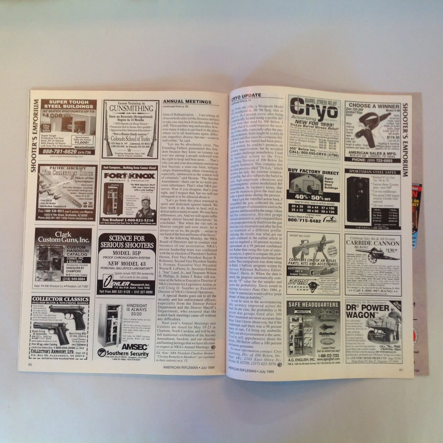 Vintage Jul 1999 American Rifleman Magazine Johnson Model of 1941 Scope Recticles .357 Mag Cryo Update