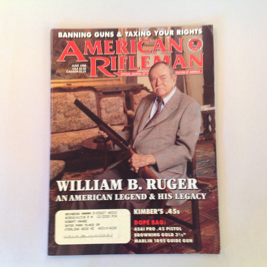 Vintage Jun 1998 American Rifleman Magazine William B Ruger An American Legend and His Legacy