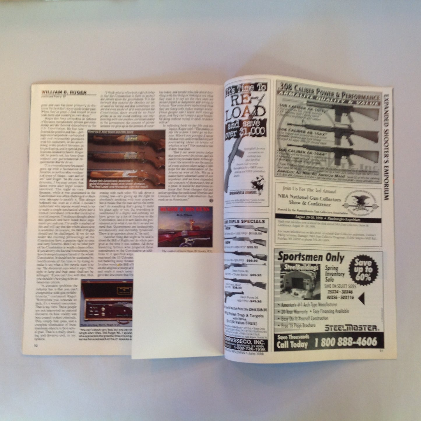 Vintage Jun 1998 American Rifleman Magazine William B Ruger An American Legend and His Legacy
