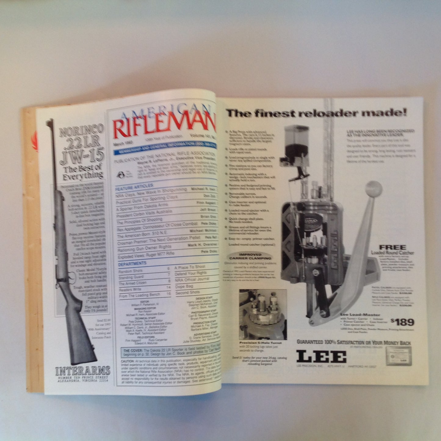 Vintage Mar 1993 American Rifleman Magazine Dakota Arms Close Combat NRA Clays