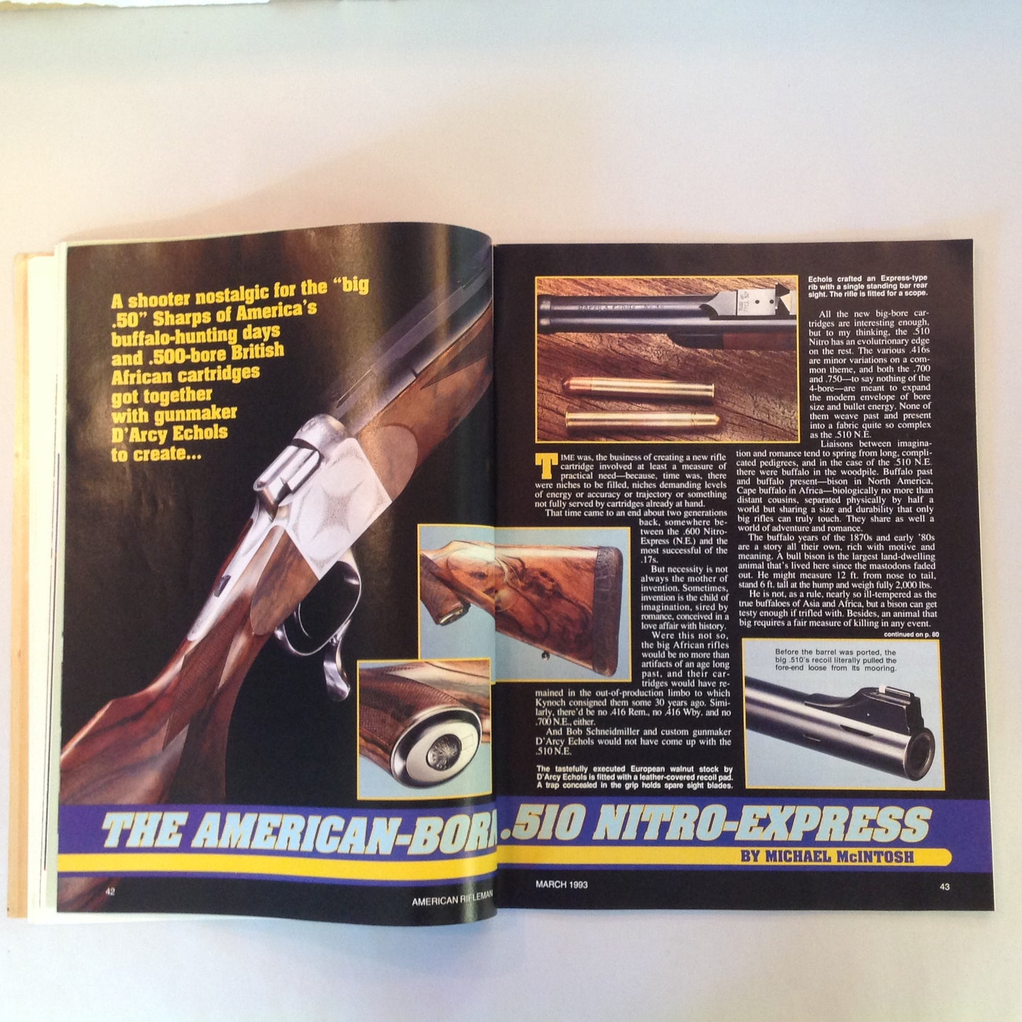 Vintage Mar 1993 American Rifleman Magazine Dakota Arms Close Combat NRA Clays