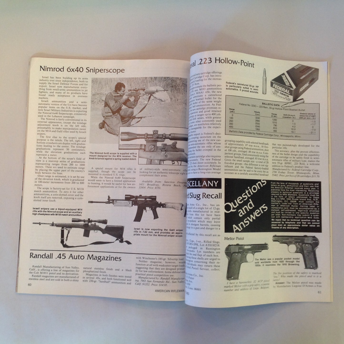 Vintage Aug 1983 American Rifleman Magazine How to Build a Practical Pistol Sharps Shooters Rifles NRA