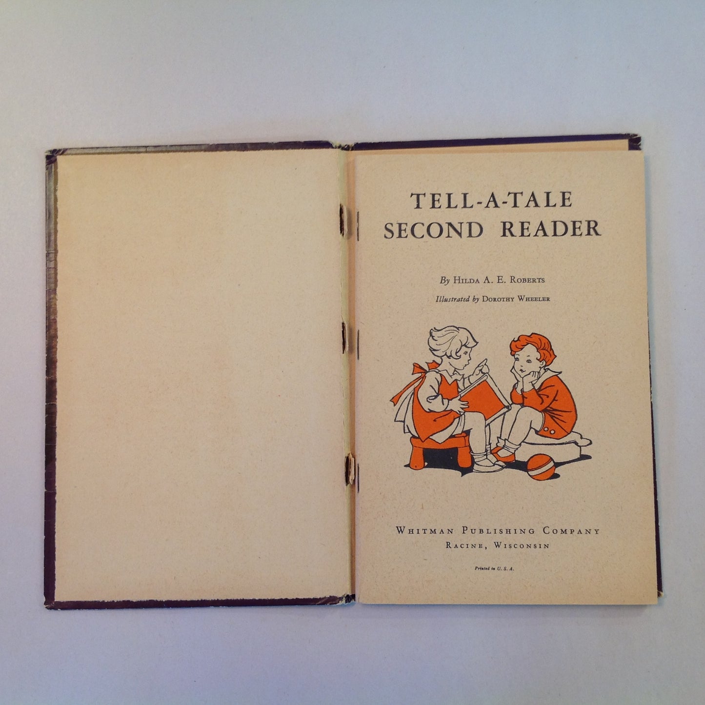 Antique 1920's Children's Hardcover Tell-A-Tale Second Reader: A Clear-Type Book Whitman Publishing