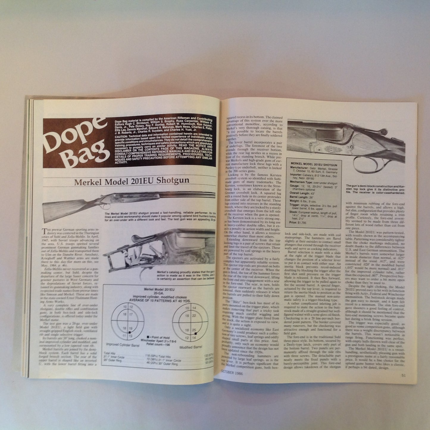 Vintage Oct 1986 American Rifleman Magazine Camp Perry '86