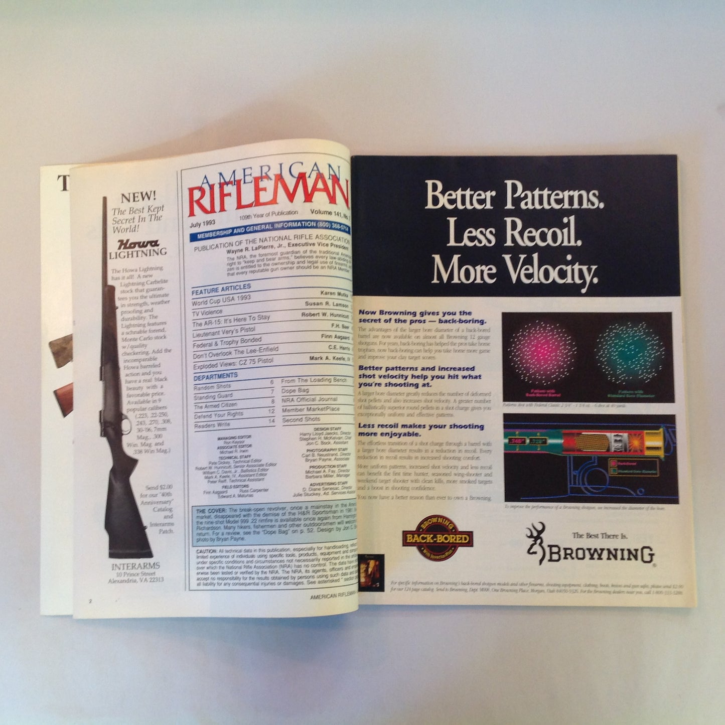 Vintage Jul 1993 American Rifleman Magazine H&R 9-Shot .22 Revolver AR-15 Accessories Lee-Enfield Fun