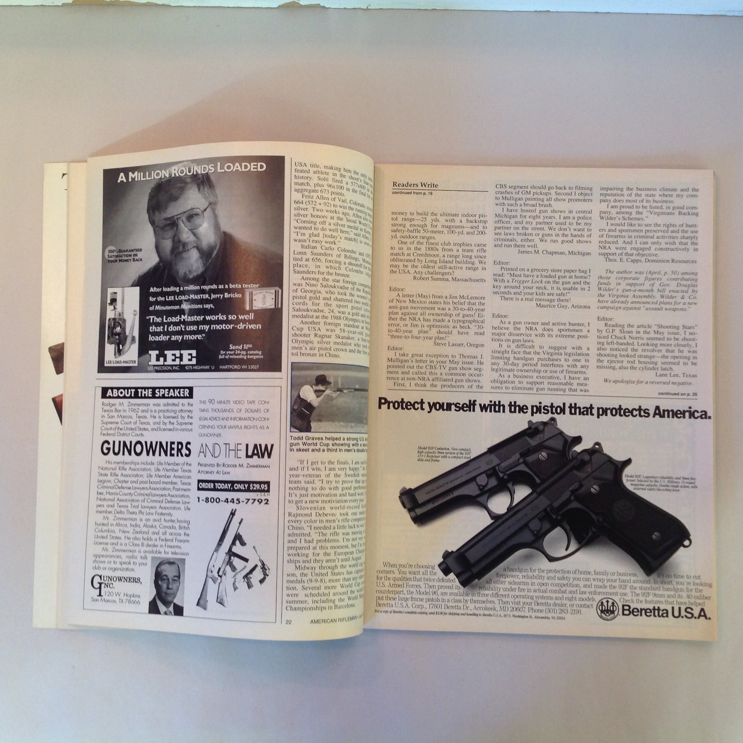 Vintage Jul 1993 American Rifleman Magazine H&R 9-Shot .22 Revolver AR-15 Accessories Lee-Enfield Fun