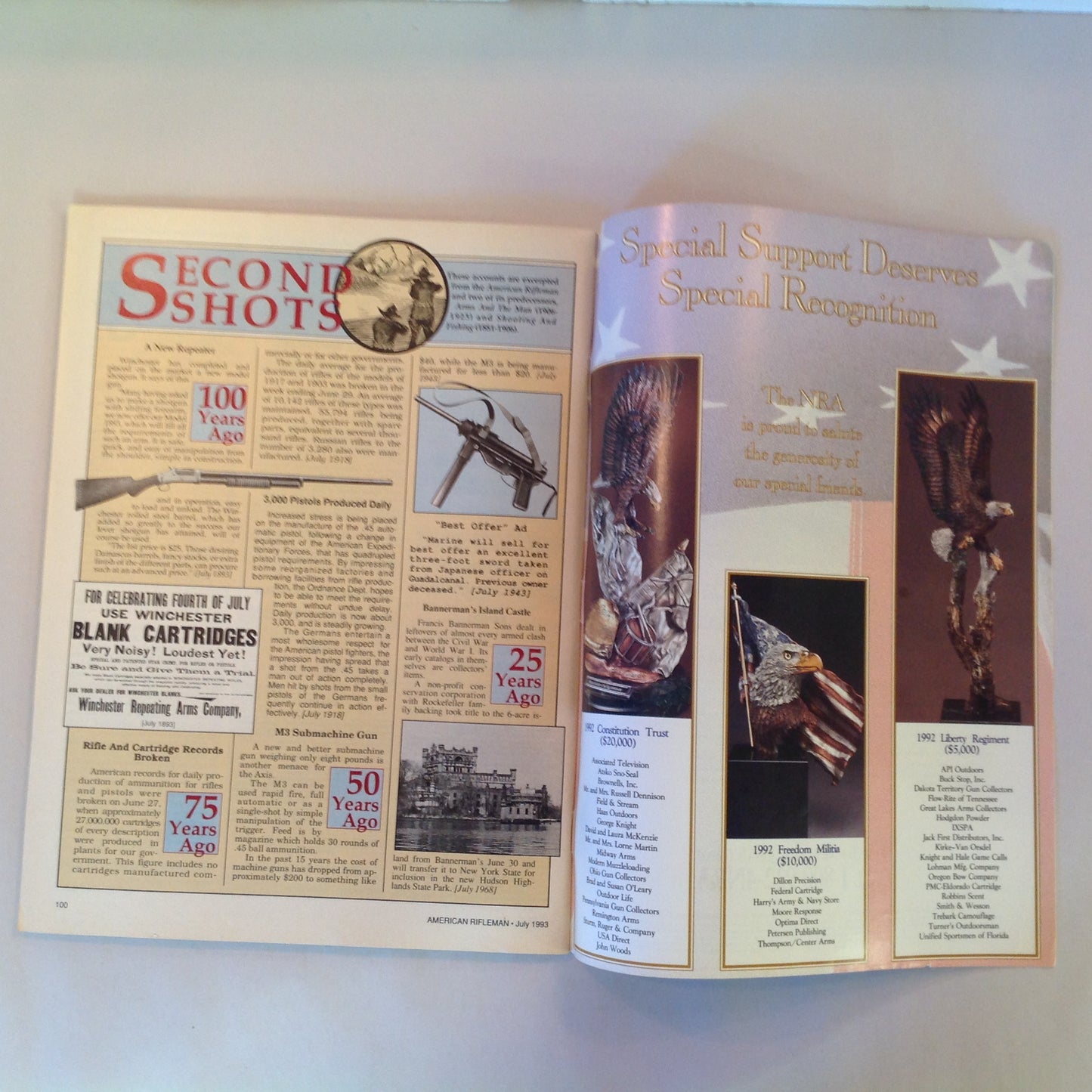 Vintage Jul 1993 American Rifleman Magazine H&R 9-Shot .22 Revolver AR-15 Accessories Lee-Enfield Fun