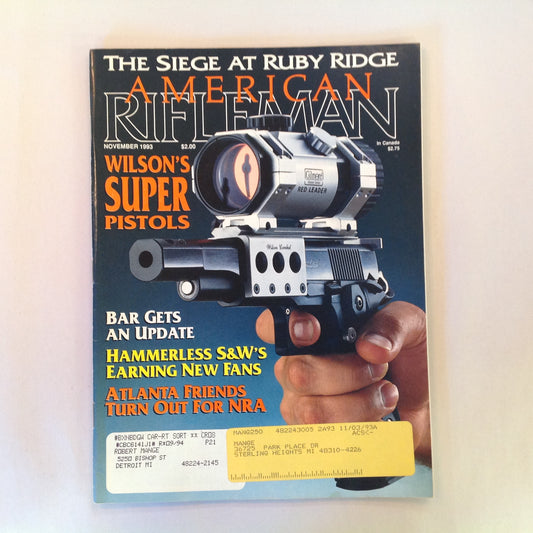 Vintage Nov 1993 American Rifleman Magazine Ruby Ridge Wilson's Super Pistols NRA Atlanta
