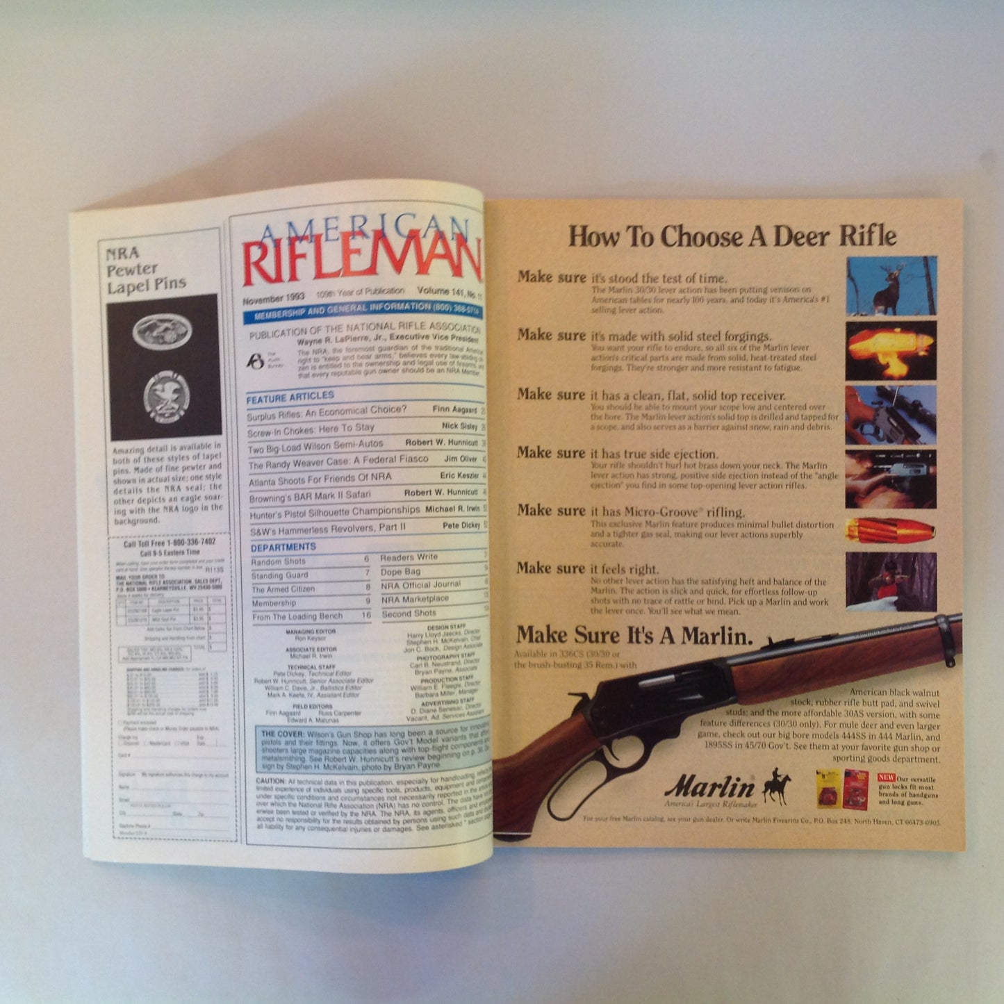 Vintage Nov 1993 American Rifleman Magazine Ruby Ridge Wilson's Super Pistols NRA Atlanta