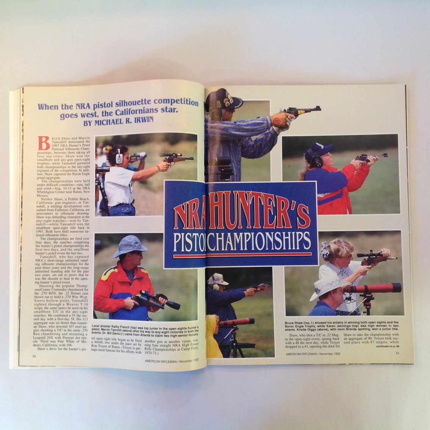 Vintage Nov 1993 American Rifleman Magazine Ruby Ridge Wilson's Super Pistols NRA Atlanta