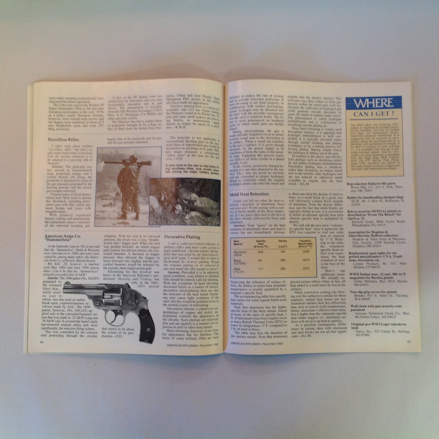 Vintage Nov 1993 American Rifleman Magazine Ruby Ridge Wilson's Super Pistols NRA Atlanta