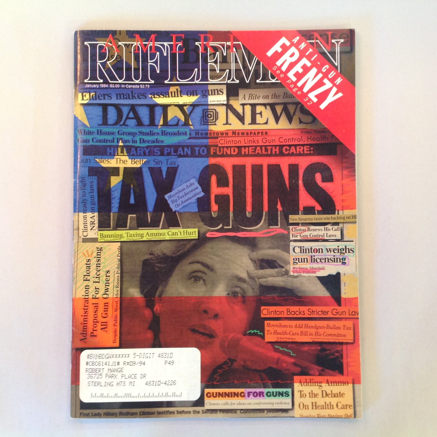 Vintage Jan 1994 American Rifleman Magazine Anti-Gun FRENZY