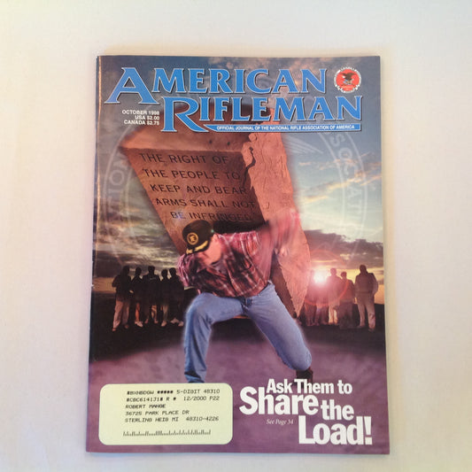 Vintage Oct 1998 American Rifleman Magazine Ask Them to Share the Load! NRA