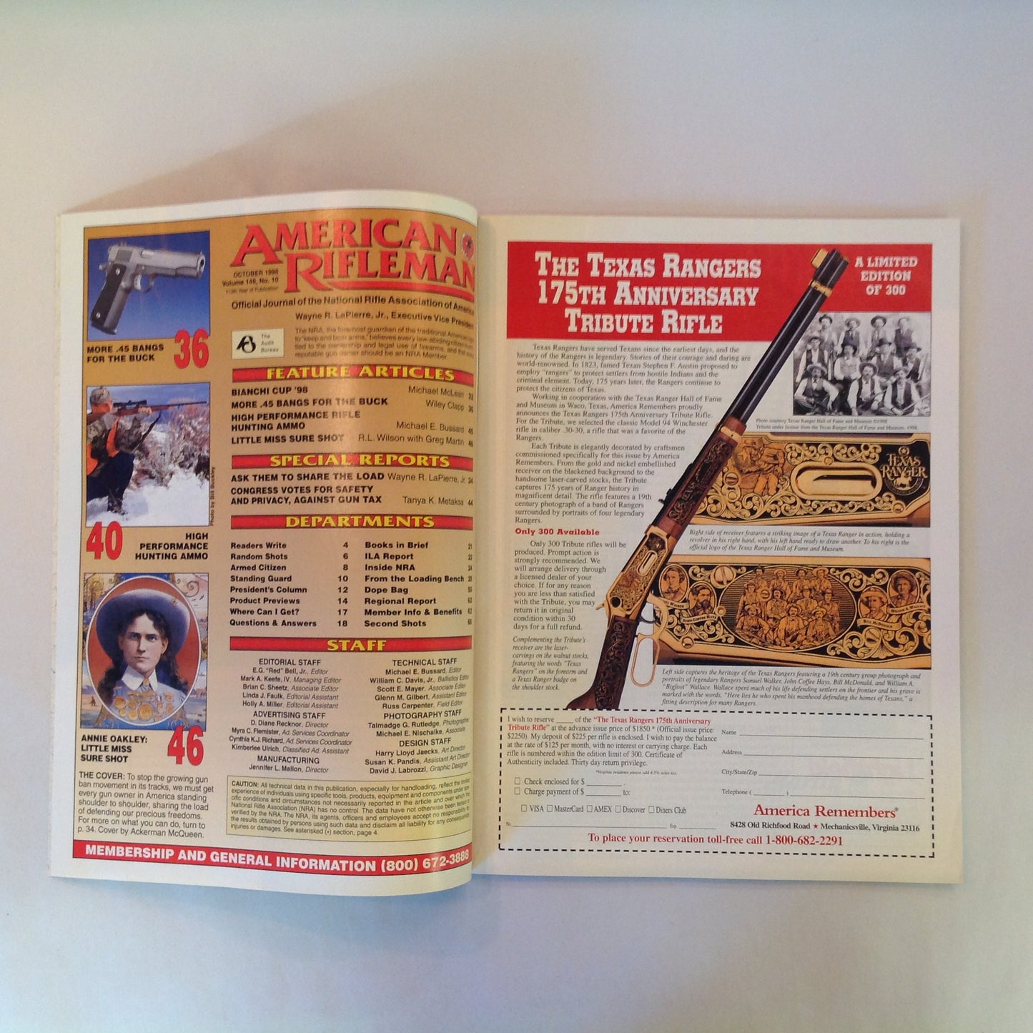 Vintage Oct 1998 American Rifleman Magazine Ask Them to Share the Load! NRA