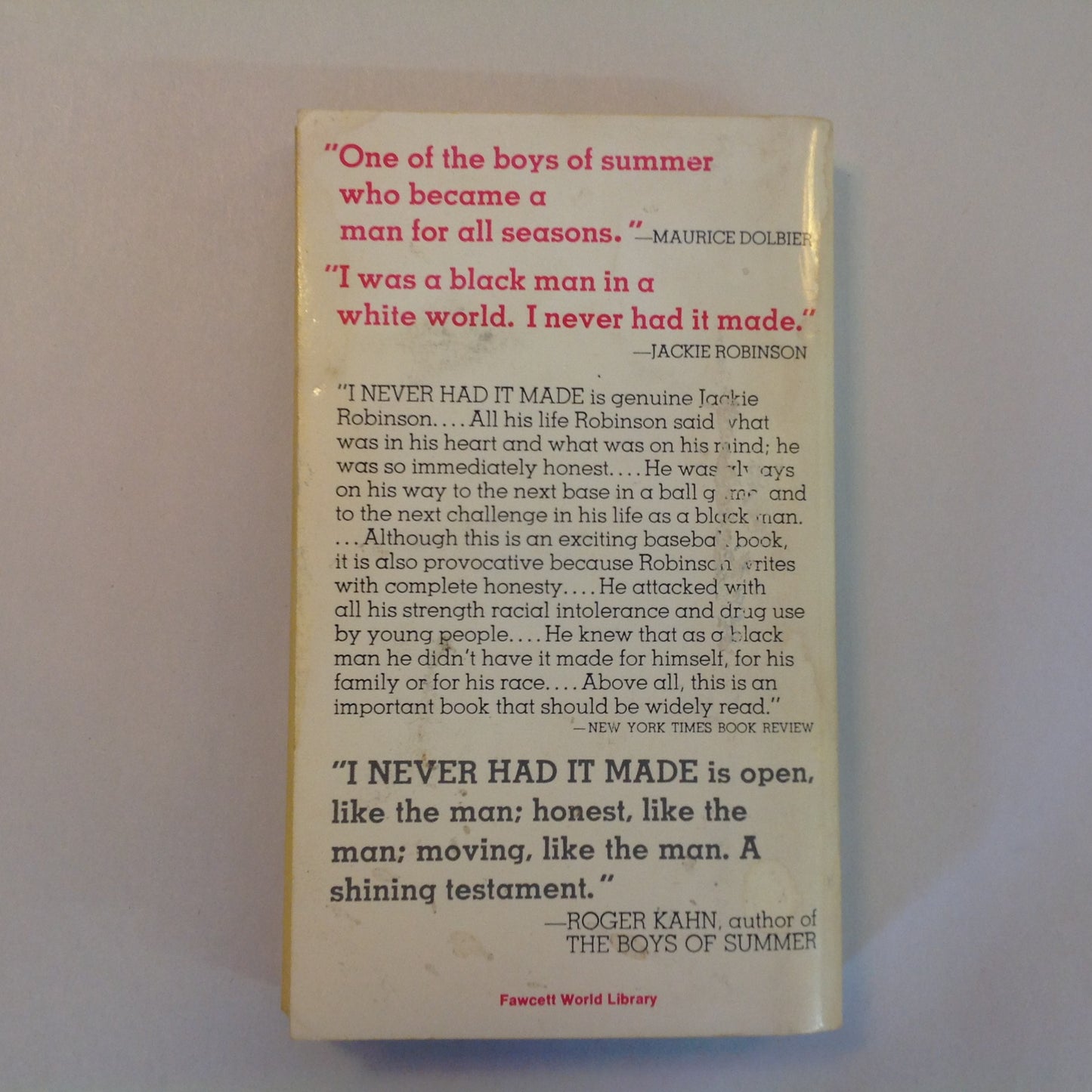 Vintage 1974 Mass Market Paperback I Never Had It Made Jackie Robinson