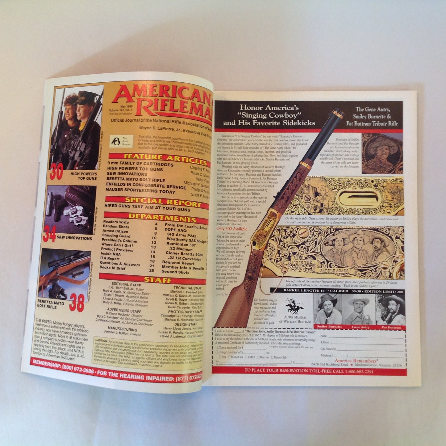 Vintage May 1999 American Rifleman Magazine Hired Guns Vs. Your Guns