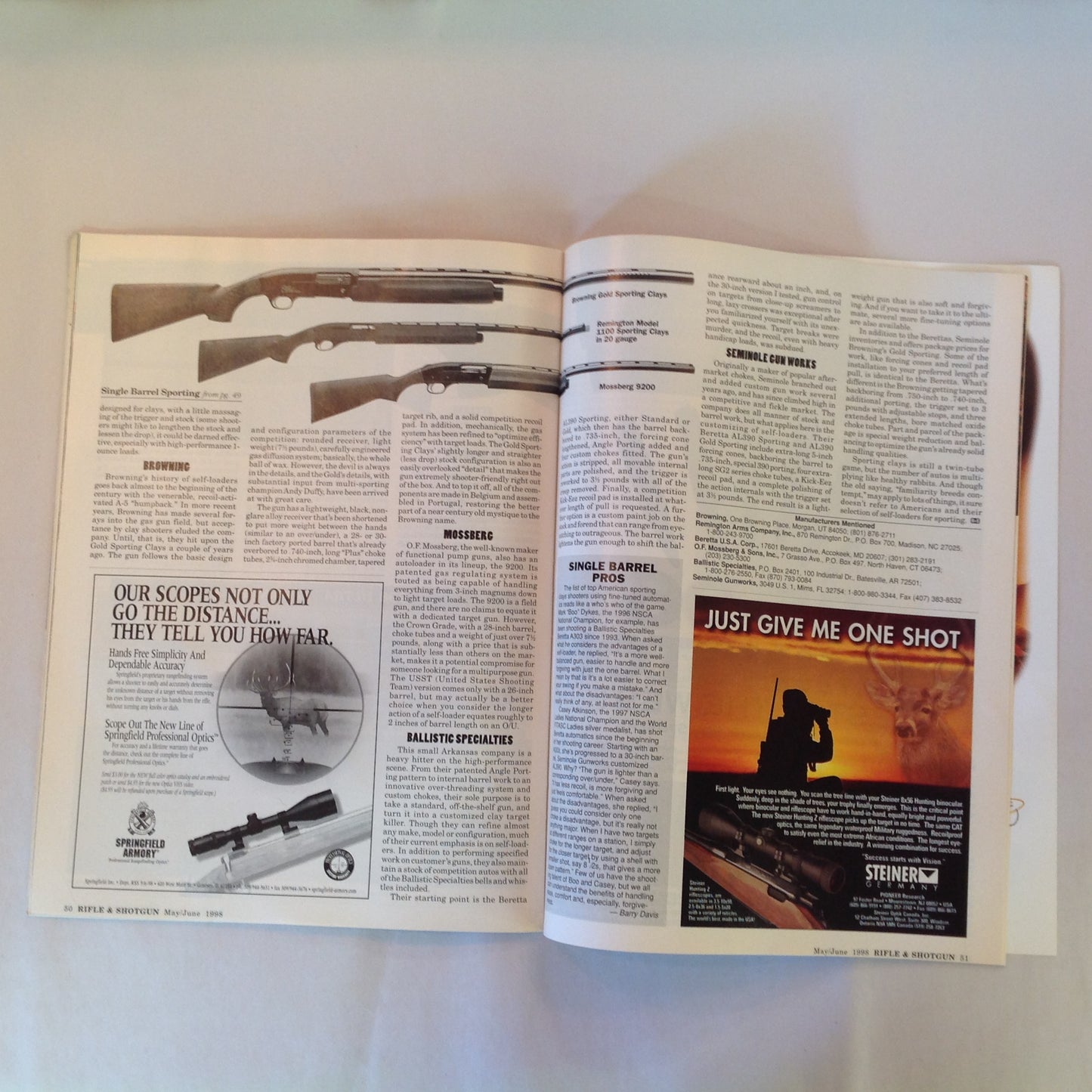Vintage May/Jun 1998 Rifle & Shotgun Magazine Hottest New Shotguns Great New Optics Muzzleloaders