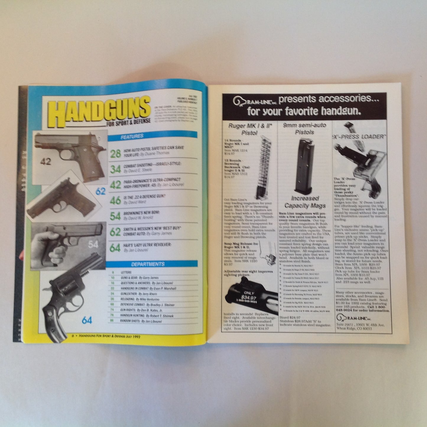 Vintage Jul 1992 Guns & Ammo Handguns For Sport & Defense