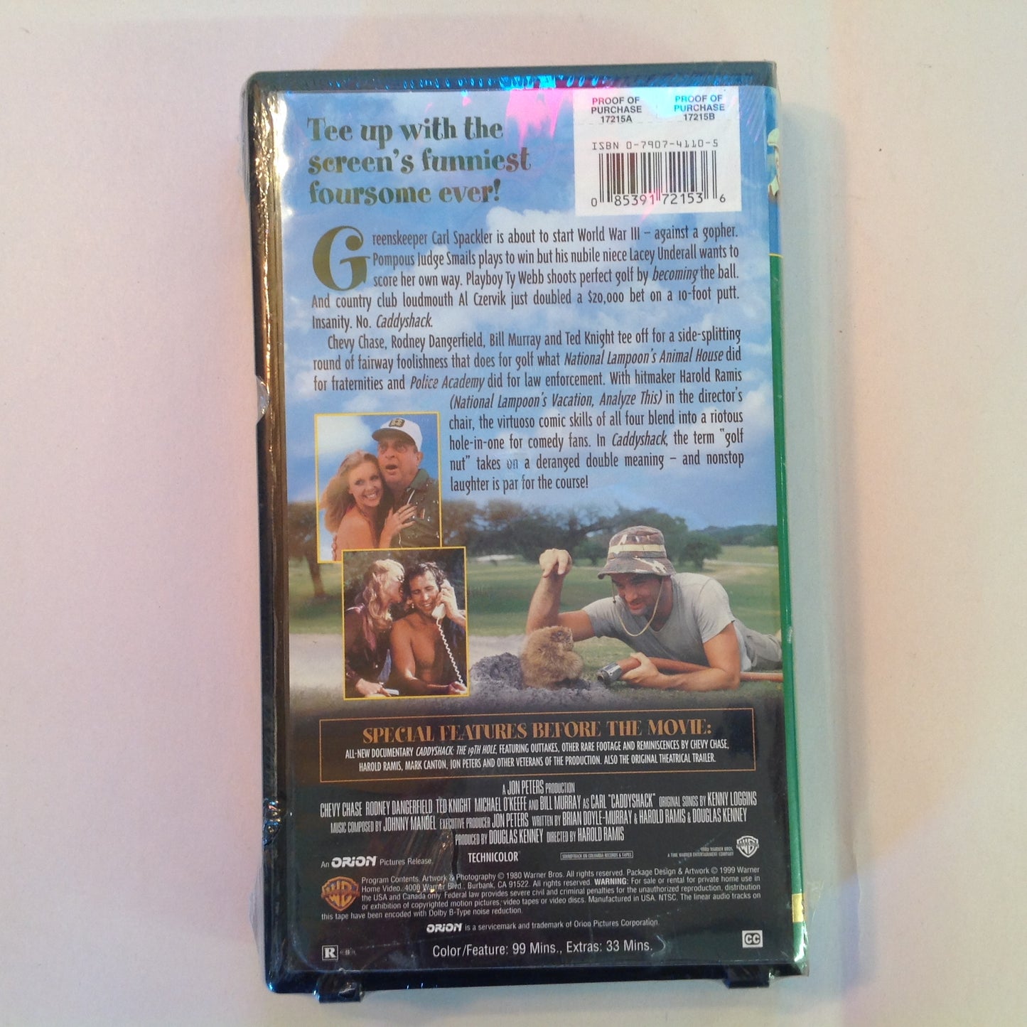 Vintage Sealed NOS 1999 VHS Cassette Caddyshack Rodney Dangerfield Chevy Chase Bill Murray Warner Bros Special Edition 19th Annniversary