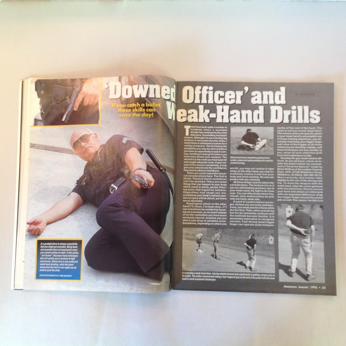 Vintage Jan 1995 Handguns Magazine Combat Handguns Wounded Shooter Drills