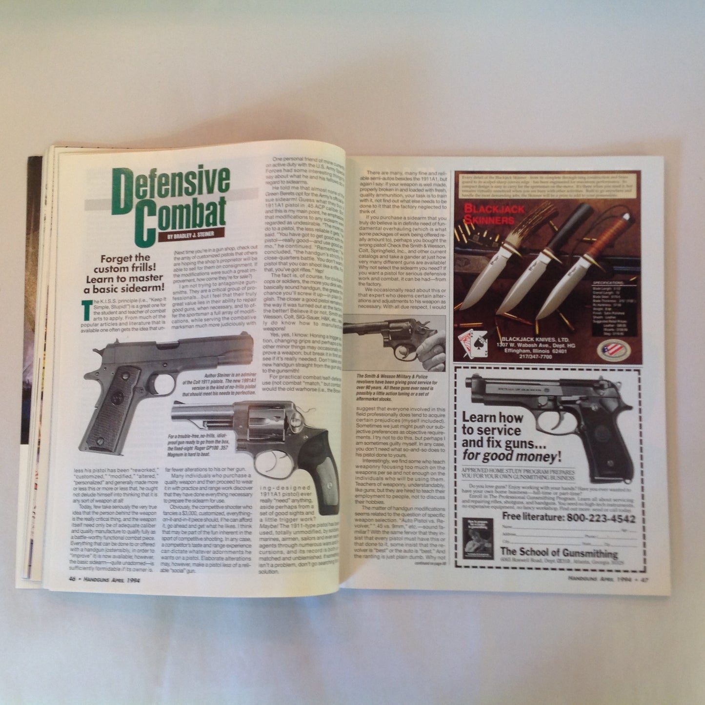Vintage Apr 1994 Handguns Special Combat Issue Fight or Flight Para-Ordnance