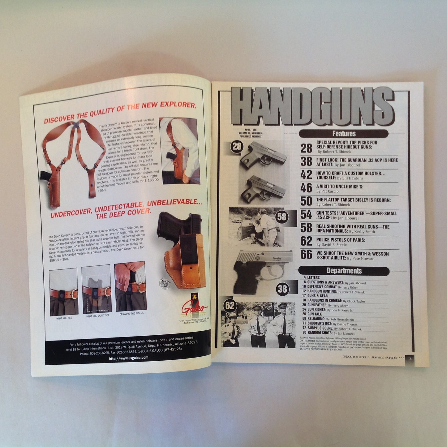 Vintage Apr 1998 Handguns Magazine Top Picks For Self-Defense Guardian .32 ACP