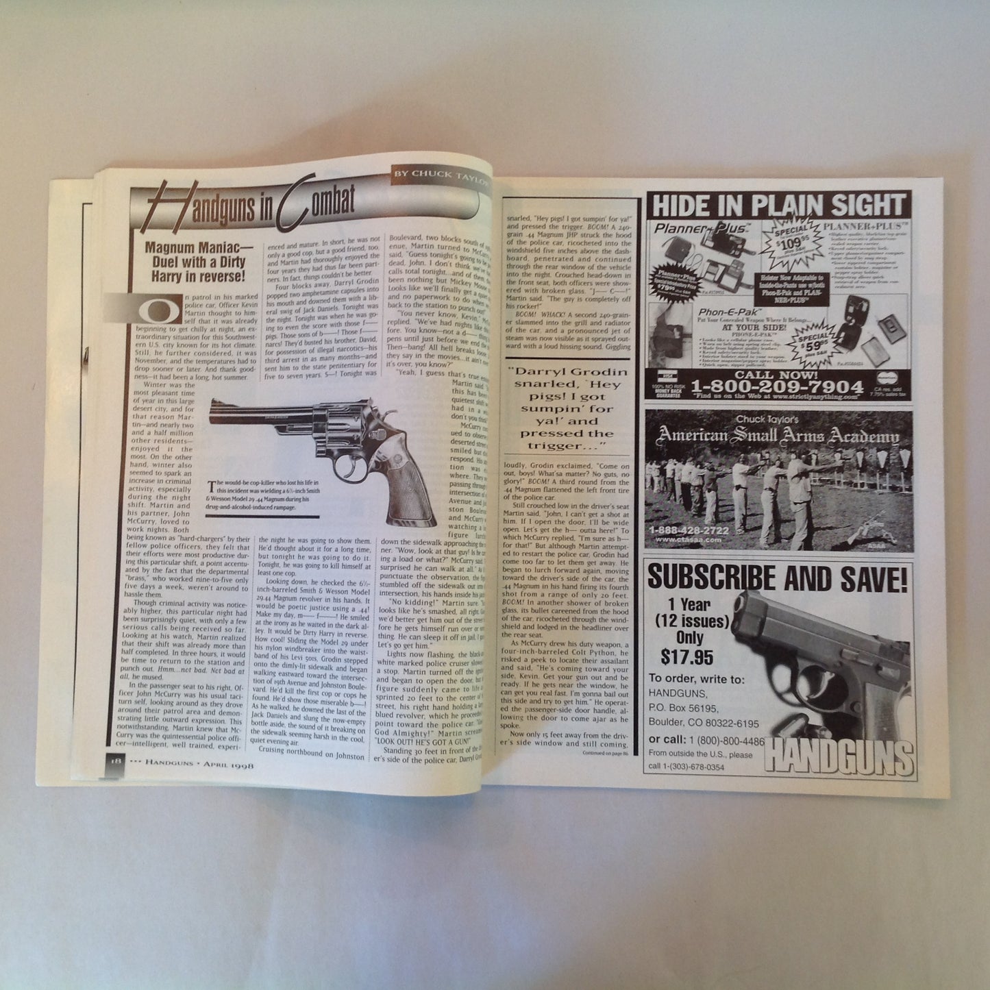 Vintage Apr 1998 Handguns Magazine Top Picks For Self-Defense Guardian .32 ACP