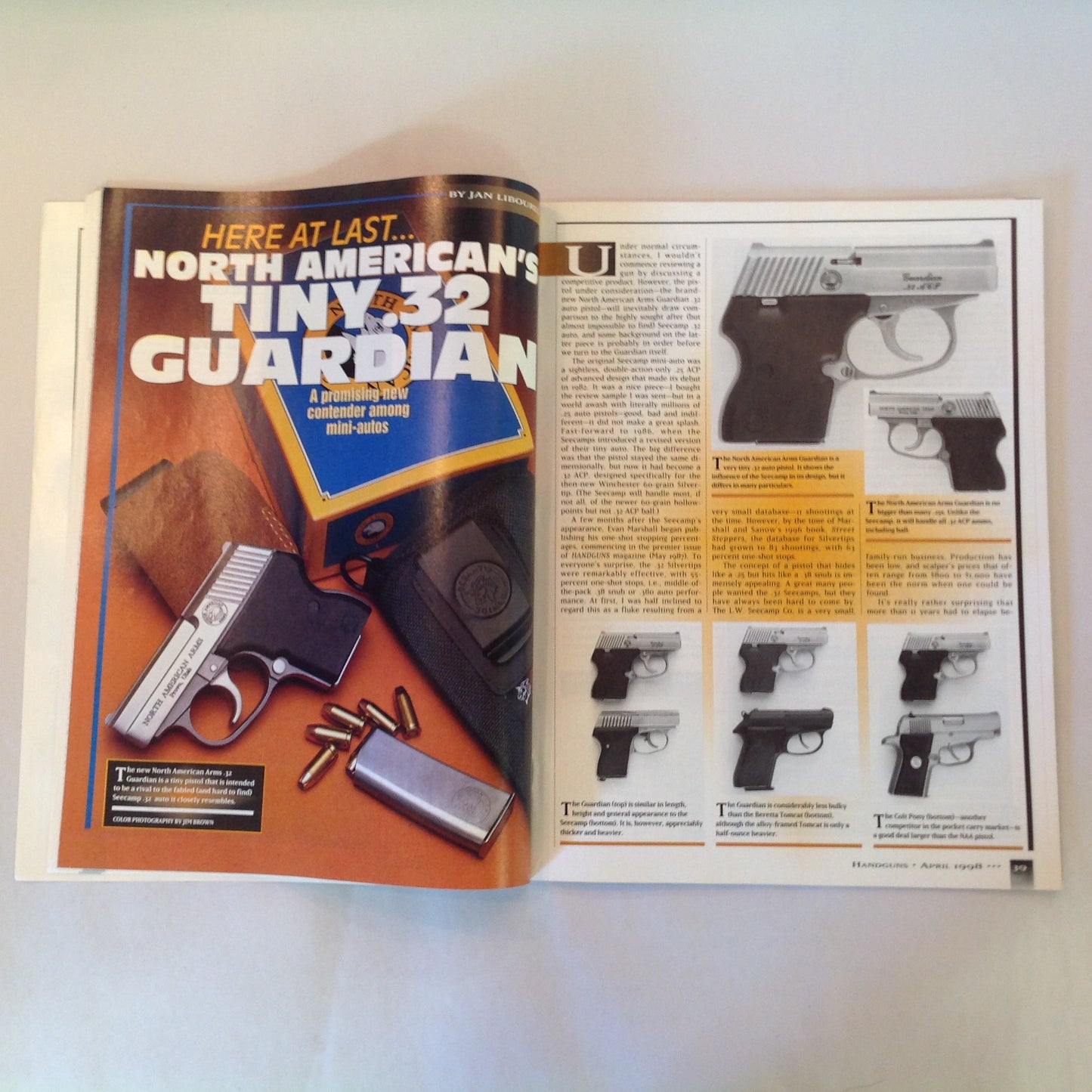 Vintage Apr 1998 Handguns Magazine Top Picks For Self-Defense Guardian .32 ACP