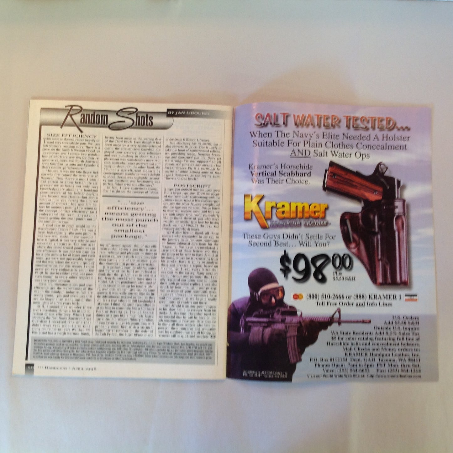 Vintage Apr 1998 Handguns Magazine Top Picks For Self-Defense Guardian .32 ACP