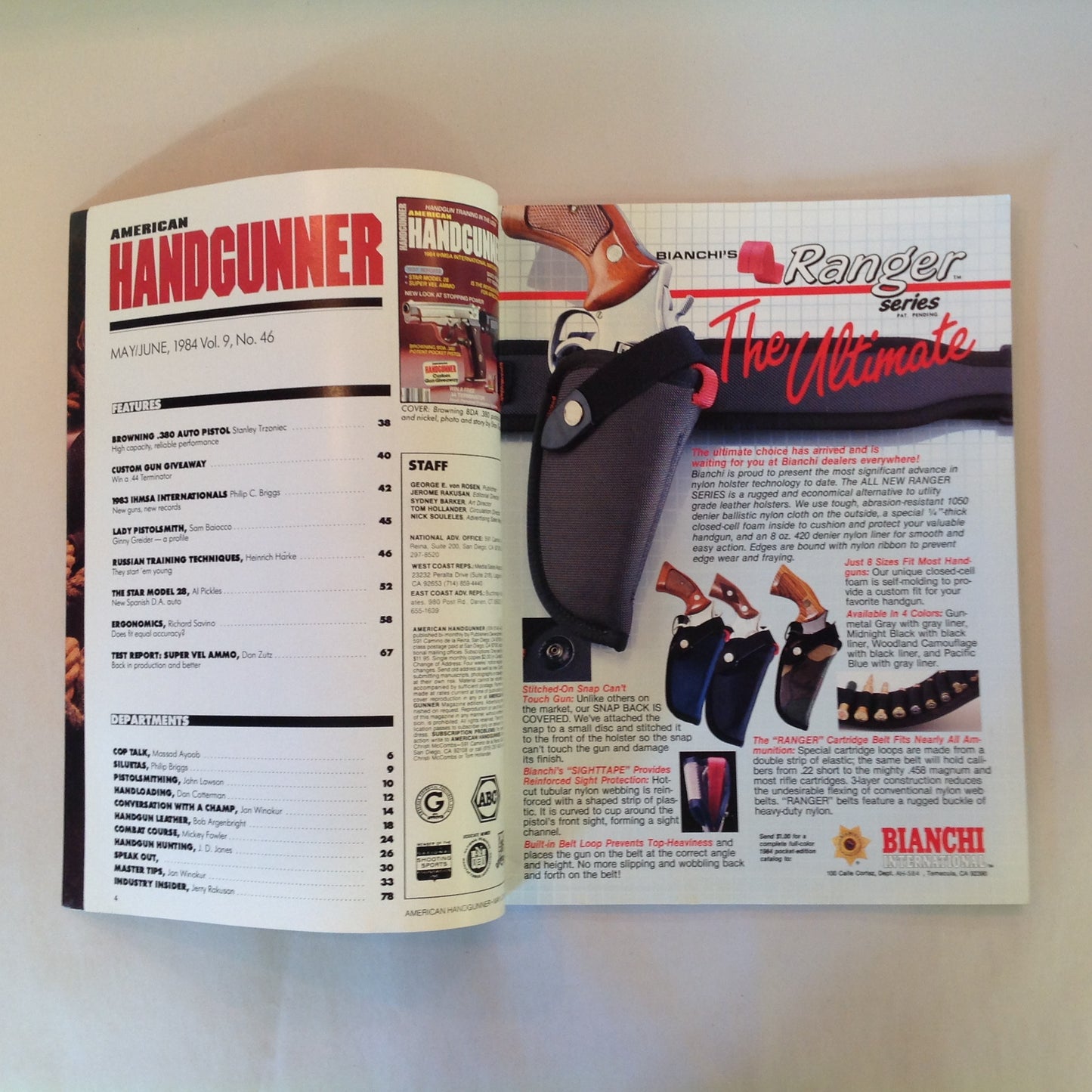 Vintage May/Jun 1984 American Handgunner Magazine IHMSA Matches Test Reports Stopping Power Revolver Vs African Game