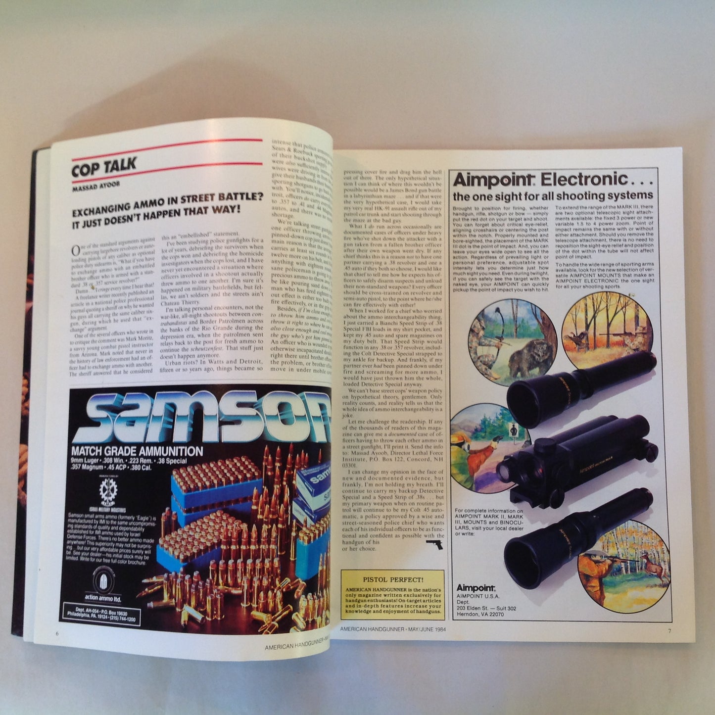 Vintage May/Jun 1984 American Handgunner Magazine IHMSA Matches Test Reports Stopping Power Revolver Vs African Game